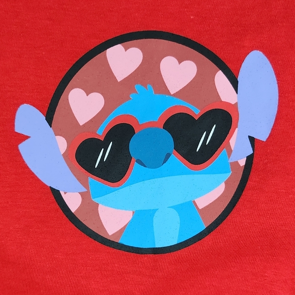 New Disney Men Lilo & Stitch Heart Kisses 2 pc Pajama Set Red Black Loungewear M - Picture 4 of 13